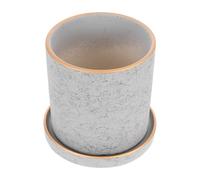 Homoyoyo Ceramic Flower Pot with Saucers 11cm Small European Style Planter for Indoor Succulent Plants and Desktop Garden Flower Holder in Tranquil Grey