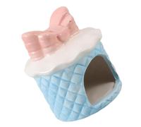 Homoyoyo Ceramic Hamster Cooling Cave for Dwarf Hamsters Cute Cartoon Cake Design, Portable and Versatile Small Animal Hideout, for Outdoor and Home Decor Use