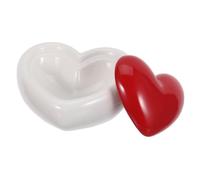 Homoyoyo Ceramic Heart Jewelry Box with Lid, Red Keepsake for Women