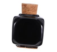 Homoyoyo Ceramic Manicure Liquid Bottle Wooden Cork, Black Nail Medicine Cup for Professional Nail Art, Practical Empty Manicure Accessories for Salon Use