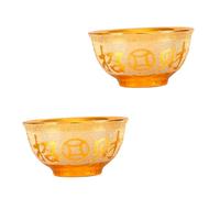 Homoyoyo Ceramic Worship Bowls 2pcs Small Temple Offering Bowls Gold Sand Glaze Rice Buddhist Altar Decor Home Ceremony Ritual Craft