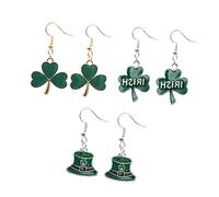Homoyoyo Chic Patrick's Day Earrings - 3 Pairs of Stylish Shamrock Drop Earrings for Women - Perfect for Festive Celebrations Parties and Everyday Wear Unique Designs