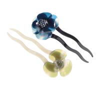 Homoyoyo Chinese Style Hair Stick U-shaped Acetate Hairpin Set 2pcs with Embedded Rhinestones, Classical Women’s Hair Chopstick for Elegant Updo and Daily Wear