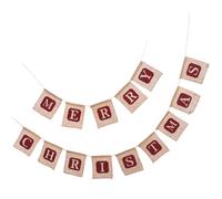Homoyoyo Christmas Bunting Banner Linen Material Xmas Party Decoration Garland for Indoor Outdoor Holiday Festive Atmosphere with Happy Christmas Elements