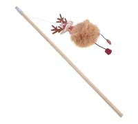 Homoyoyo Christmas Cat Teaser Reindeer Plush Interactive Kitten Teasing Stick for Indoor Cats with Durable Chew Resistant Design and Bright Festive Colors