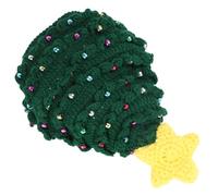 Homoyoyo Christmas Knitted Tree Hat Green Pom Pom, Warm Decorative Crochet Beanie for Adults, Festive Winter Headwear for Holiday Parties and Christmas Decorations