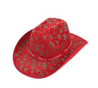 Homoyoyo Christmas Red Cowboy Hat with Brim Santa Claus Style Festive Western Hat for Holiday Parties and Family Gatherings Christmas Adults
