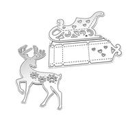 Homoyoyo Christmas Sleigh and Deer Carbon Steel Cutting Dies for DIY Scrapbooking Embossing Stencil for Photo Frame Card Making and Craft Decorations