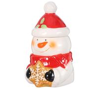 Homoyoyo Christmas Snowman Cookie Jar with Airtight Lid Vintage Ceramic Candy Canister for Holiday Biscuit Storage Festive Xmas Treat Container Multipurpose Candy Tin for Christmas and