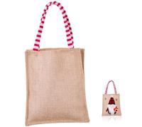 Homoyoyo Christmas Treat Bags Handle Bag Linen Cloth Material with 3d Nose Doll Handle Holds Small and Candy Beautiful Adorable Design for Festival -giving Christmas Holiday