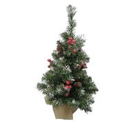 Homoyoyo Christmas Tree Desktop Ornament with Red Berries and Pine Cones Festive Tabletop Decoration for Home Office Bedroom Lightweight and Portable Holiday Scene Decor