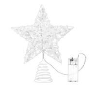 Homoyoyo Christmas Tree Topper White Gold Colour Glitter Tree Top Star Topper Luminous Lamp Adornment, Iron Craft Xmas Light, White, Christmas Star Light 25. 50x20. 50x6. 00cm