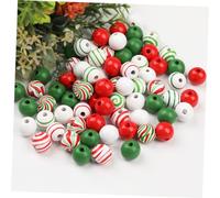 Homoyoyo Christmas Wooden Beads with Hemp Rope for DIY Jewelry Making Multi Functional Xmas Garland Craft Beads for Necklace Bracelet Home Decoration and Party Supplies