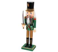 Homoyoyo Christmas Wooden Nutcracker Soldier Ornament with Movable Mouth Premium Craftsmanship Wood Desktop Puppet Decoration Festive Green Holiday Decor