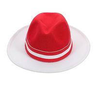 Homoyoyo Classic Red and White Jazz Fedora Hat for Women and Men Wide Brim Party Hat for Christmas Festival Cosplay Masquerade and Formal Occasions Chic British Style Jazz Cap