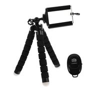 Homoyoyo Compact Octopus Selfie Stand and Photography Tripod Wireless Remote Control for Mobile Phones and Cameras, Portable Black Sponge Holder Set Clip and Remote for Travel Photography