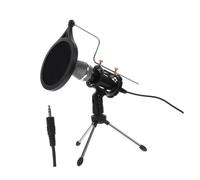 Homoyoyo Condenser Microphone Kit with Stand and Anti-pop Filter Black for Live Broadcast, Recording Mic for Computer and Mobile, Desktop Microphone Set for Streaming and Online Classes