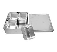 Homoyoyo Condiment Box Set with Lid Japanese Style 4-compartment Non-magnetic Thick Snack Storage Tray Metal Dry Fruit Container for Kitchen and Party Use