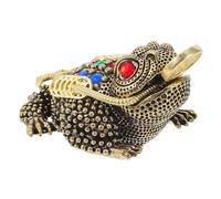 Homoyoyo Copper Toad Sculpture Small Hollow 3-legged Feng Shui Figurine Brass Desktop Decoration for Office Living Room Wealth Frog Ornament 7.2x4.4x3.3cm