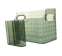 Homoyoyo Cosmetic Storage Box Decorative Desktop Organizer Makeup Brush Holder Compartments for Vanity Table Green Gold Large