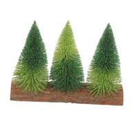Homoyoyo Creative Glitter Dual Tone Mini Christmas Tree with Wooden Base Lightweight Decorative Xmas Ornament for Tabletop Festive Party Scene Decoration in Deep and Light Green No Lights