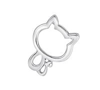 Homoyoyo Creative Hollow-out Cat Necklace Pendant for DIY Jewelry Making Silver-plated Copper Charm for Cat Lovers Fashionable Accessory Without Chain