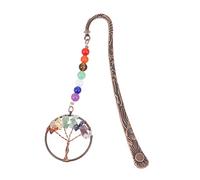 Homoyoyo Creative Seven Chakra Bookmark with Crystal and Brass Material, Relaxing and Calming Book Decorative Accessory for Writers and Readers, for DIY Craft Projects and Graduation