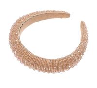 Homoyoyo Delicate Beaded Hairband for Women Handmade Woven Pearl Headband Elegant Baroque Style Sponge Hairband in Khaki Lightweight and Comfortable Hair Accessory for Daily Wear