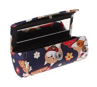 Homoyoyo Delicate Small Lipstick Case Single Lipstick Holder with Mirror for Women Travel and Outdoor Use Japanese Style Blue