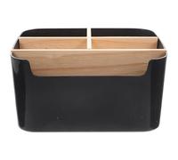 Homoyoyo Detachable Bamboo and Wood Multi-grid Cosmetics Organizer Box, Black Square Desktop Storage Case for Makeup and Skincare Accessories, Cosmetic Sponge Holder for Home Vanity and Dressing Table