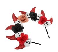 Homoyoyo Devil Horns Headband for Women Lightweight Halloween Costume Accessory with Skull and Flower Design Comfortable Fit for Parties and Day Dead Celebrations
