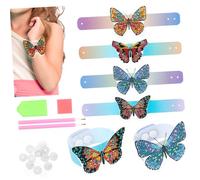 Homoyoyo Diamond Drawing Kit Butterfly Bracelet DIY Craft Making Resin Rhinestone Canvas Wristband Kit for Unique Handmade Fashion Accessories