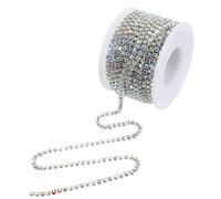 Homoyoyo DIY Rhinestone Chain Trim for Wedding Electroplated Metal Crystal Beaded Decoration Silver Base White Ab Color for Bridal Dress Party Supplies Craft Embellishment