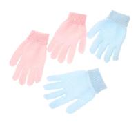 Homoyoyo Double Side Bath Glove Scrubber with Divided Finger Design and Fine Raised Mesh for Exfoliating and Deep Cleansing, Polyester Material Shower Gloves, 2 Pairs for Spa and Bath