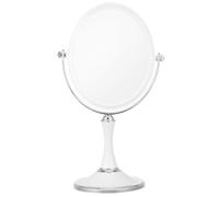 Homoyoyo Double-Sided 6-Inch Oval Tabletop Makeup Mirror with Swivel Stand, White Desktop Cosmetic Mirror for Dressing and Personal Care