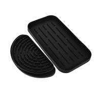 Homoyoyo Drip Tray Set for Water Dispenser and Fridge Drain Catcher, Silicone Half-moon Drip Tray with Small Drying Mat, Black 2pcs Pack for Kitchen and Household Use