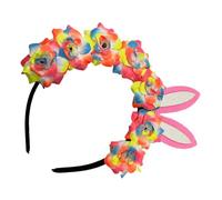 Homoyoyo Easter Bunny Ear Headband Colorful Floral Hair Accessories Rabbit Ear Hair Decoration for Women Girls Adult Miss