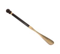 Homoyoyo Ebony Wood Shoe Horn with Brass Head Long Handle for Seniors Men Women Non Slip Stable Shoe Dressing Tool Comfortable Warm for Mobility and Travel