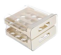 Homoyoyo Egg Storage Box for Refrigerator with 32-grid Drawer, Stackable Tray Organizer Made of Reusable Pet and Pp, Secure Placement and Space Optimization for Kitchen and Fridge Use
