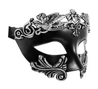 Homoyoyo Egypt Style Warrior Mask Half Face Cosplay Prop for Halloween Party Black Silver Roman Design Fits Fine Workmanship for Masquerade Balls and Costume Festivals
