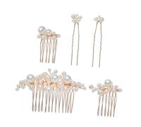 Homoyoyo Elegant Pearl Hair Comb Set for Weddings Golden Alloy and Abs Material, Practical and Convenient to Put on Or, for Birthdays and Taking Pictures