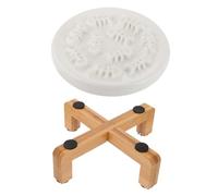 Homoyoyo Elevated Dog Slow Feeding Bowl with Ceramic Dish and Wooden Stand for Small Dogs and Cats Anti-choke Raised Pet Feeder for Comfortable Slow Eating and Licking