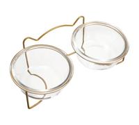 Homoyoyo Elevated Double Bowl Cat Feeder with Large Capacity White Ceramic and Iron Construction, User-friendly Design Protecting Your Pet’s Neck for Home Feeding