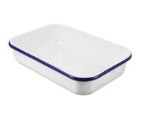 Homoyoyo Enamel Bake Pan White Rectangular Roasting Tray for Baking Oven Microwave Art Painting Food Storage Home Kitchen Easy to Clean 29. 00x19. 00x6. 50cm