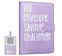 Homoyoyo Envelope Savings Challenge Book Purple Money Saving Binder with Cash Envelope Included Habit-Forming Budget Planner for Financial Goals