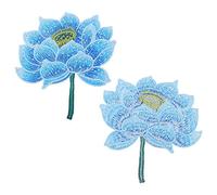 Homoyoyo Ethnic Embroidered Lotus Patch Three-Dimensional Cloth Sticker Blue Single Piece for Clothing Decoration and DIY Craft Projects