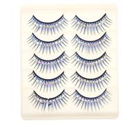 Homoyoyo Exaggerated Thick Fake Eyelashes with Diamond Accents 5 Pairs, Sturdy Hard Stem Blue Lashes for Latin Dance Party Cosplay Makeup