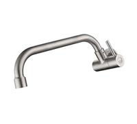 Homoyoyo Extended Rotatable Stainless Steel Sink Faucet Single Cold Water Tap for Home Kitchen Balcony Garden Easy Installation Durable Wall Mounted Water Faucet with Flexible Swivel Spout