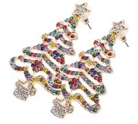 Homoyoyo Fashion Christmas Tree Earrings for Women Lightweight Alloy with Rhinestone and Pearl Inlay Dangling Holiday Jewelry for Parties and Everyday Glamour