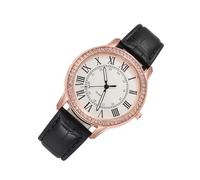 Homoyoyo Fashionable Women Quartz Watch with Luminous Dial and Diamond Accents, Featuring Digital Scale and Easy to Adjust Black Imitation Leather Strap for Casual and Elegant Wear